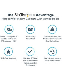 StarTech.com 15U 19" Wall Mount Network Cabinet - 16" Deep Hinged Locking Flexible IT Data Equipment Rack Vented Switch Enclosur