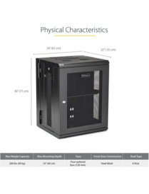 StarTech.com 15U 19" Wall Mount Network Cabinet - 16" Deep Hinged Locking Flexible IT Data Equipment Rack Vented Switch Enclosur