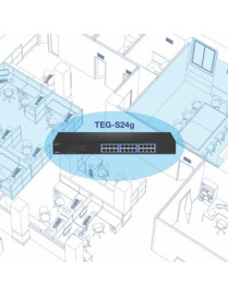 TRENDnet 24-Port Unmanaged Gigabit 10/100/1000 Mbps GREENnet Switch, 24 x Gigabit RJ-45 Ports, 48 Gbps Switch Fabric, Fanless, M