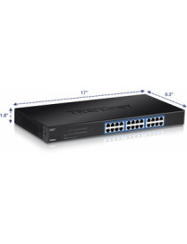 TRENDnet 24-Port Unmanaged Gigabit 10/100/1000 Mbps GREENnet Switch, 24 x Gigabit RJ-45 Ports, 48 Gbps Switch Fabric, Fanless, M