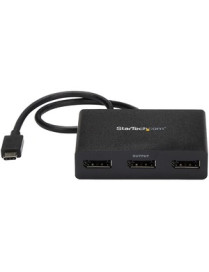 StarTech.com 3-Port Multi Monitor Adapter - USB-C to DisplayPort 1.2 Video Splitter - USB Type-C to DP MST Hub - TB3 Compatible 