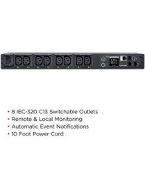 Cyber Power CyberPower PDU41004 8-Outlet PDU - Switched - IEC 60320 C14 - 8 x IEC 60320 C13 - 120 V AC, 230 V AC - Network (RJ-4