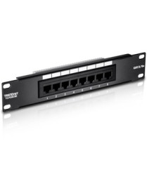 TRENDnet 8-Port Cat5/5e Unshielded Patch Panel, TC-P08C5E, Wallmount or Rackmount, 10 Inch Wide, 8 x Gigabit RJ-45 Ethernet Port