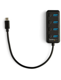 StarTech.com 4 Port USB C Hub - 4x USB 3.0 Type-A with Individual On/Off Port Switches - SuperSpeed 5Gbps USB 3.1/3.2 Gen 1 - Bu