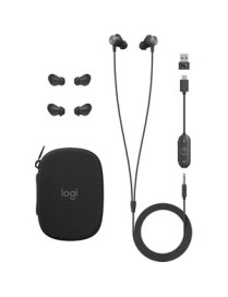 Logitech Zone Wired Earbuds - Stereo - Mini-phone (3.5mm), USB Type A, USB Type C - Wired - 16 Ohm - 20 Hz - 16 kHz - Earbud - B