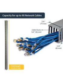 StarTech.com Server Rack Cable Management - 3x3in - Open Slot Network & Data Cable Raceway - Finger Duct Cable Management w/ Cov