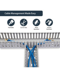 StarTech.com Server Rack Cable Management - 3x3in - Open Slot Network & Data Cable Raceway - Finger Duct Cable Management w/ Cov