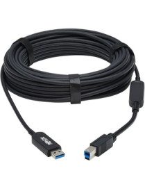 Tripp Lite U328F-15M USB 3.2 Gen 1 Fiber Active Optical Cable, M/M, Black, 15 m (49 ft.) - 49.2 ft Fiber Optic Data Transfer Cab