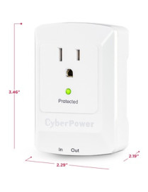 Cyber Power CyberPower CSP100TW Professional 1-Outlet Surge Suppressor with RJ-11 and Wall Tap Plug - Plain Brown Boxes - 1 x NE