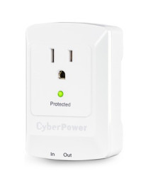 Cyber Power CyberPower CSP100TW Professional 1-Outlet Surge Suppressor with RJ-11 and Wall Tap Plug - Plain Brown Boxes - 1 x NE