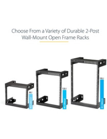 StarTech.com 12U 19" Wall Mount Network Rack, 12" Deep 2 Post Open Frame Server Room Rack for Data/AV/IT/Computer Equipment/Patc