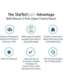 StarTech.com 12U 19" Wall Mount Network Rack, 12" Deep 2 Post Open Frame Server Room Rack for Data/AV/IT/Computer Equipment/Patc