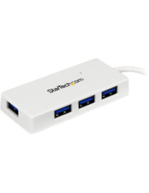 StarTech.com Portable 4 Port SuperSpeed Mini USB 3.0 Hub - White - Add four external USB 3.0 ports to your notebook or Ultrabook