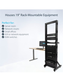 StarTech.com 2-Post Server Rack with Sturdy Steel Construction and Casters - 42U (2POSTRACK42) - Store your equipment in this st