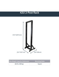 StarTech.com 2-Post Server Rack with Sturdy Steel Construction and Casters - 42U (2POSTRACK42) - Store your equipment in this st