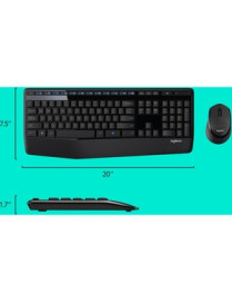 Logitech Wireless Combo MK345 - USB Wireless RF 2.40 GHz Keyboard - Black - USB Wireless RF Mouse - Optical - 1000 dpi - 3 Butto