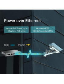 Tp Link TP-Link 8-Port Gigabit Easy Smart Switch with 4-Port PoE - 8 Ports - Manageable - Gigabit Ethernet - 10/100/1000Base-T -