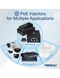 TRENDnet Gigabit Power Over Ethernet Injector, Full Duplex Gigabit Speeds, 1 x Gigabit Ethernet Port, 1 x PoE Gigabit Ethernet P