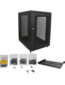 StarTech.com 18U 19" Server Rack Cabinet 4 Post Adjustable Depth 2-30" w/Casters/Cable Management/1U Shelf, Locking Doors and Si