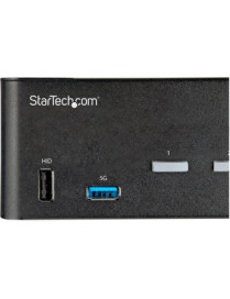 StarTech.com 2 Port Dual Monitor HDMI KVM Switch, 4K 60Hz HDMI 2.0 UHD HDR, 2 Port USB 3.0 Hub, 4x USB HID, Audio, Hotkey Switch