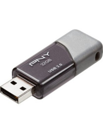 PNY 32GB USB 3.0 (3.1 Gen 1) Type A Flash Drive - 32 GB - USB 3.0 (3.1 Gen 1) - 90 MB/s Read Speed - 45 MB/s Write Speed - Silve