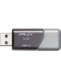 PNY 32GB USB 3.0 (3.1 Gen 1) Type A Flash Drive - 32 GB - USB 3.0 (3.1 Gen 1) - 90 MB/s Read Speed - 45 MB/s Write Speed - Silve