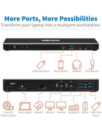 Tripp Lite U442-DOCK21-B Docking Station - for Notebook/Tablet/Smartphone - 85 W - USB Type C - 6 x USB Ports - 4 x USB 3.0 - US