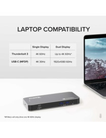 Plugable Thunderbolt 3 and USB C Docking Station with 96W Charging - Compatible with Mac and Windows Laptops, DisplayPort and HD