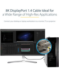 StarTech.com 10ft (3m) VESA Certified DisplayPort 1.4 Cable, 8K 60Hz HDR10, UHD 4K 120Hz Video, DP to DP Monitor Cord, DP 1.4 Ca