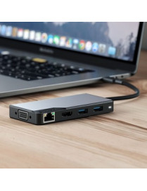 Alogic USB-C Fusion MAX 6-in-1 Hub - Space Grey - for Notebook/Tablet/Smartphone - 100 W - USB Type C - 3 x USB Ports - USB Type