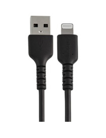 StarTech.com 12inch/30cm Durable Black USB-A to Lightning Cable, Rugged Heavy Duty Charging/Sync Cable for Apple iPhone/iPad MFi