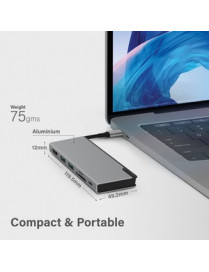 ALOGIC Ultra USB-C Dock UNI - 2 x USB-A (USB 3.0) 1 x USB-C (Data/PD 100W) 1 x SD Card Slot 1x Micro SD Card Slot 1 x HDMI 4K @3