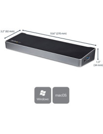 StarTech.com 4K USB C Dock - Triple UHD 4K Monitor Docking Station - Mac & Windows - USB C to HDMI & DisplayPort - 60W PD 5x USB
