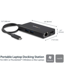 StarTech.com USB-C Multiport Adapter - USB-C Travel Dock w/ 4K HDMI - 60W PD Pass-Through, GbE, 2x USB-A - Mini USB Type-C Docki