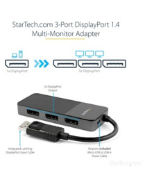 StarTech.com 3-Port Multi Monitor Adapter, DisplayPort 1.4 to Triple 4K DP Video Splitter or Dual 4K, DisplayPort MST Hub Displa