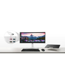 Lg Electronics LG Ultrawide 38WP85C-W 37.5" UW-QHD+ Curved Screen LCD Monitor - 21:9 - Silver, White - 38.00" (965.20 mm) Class 