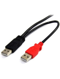 StarTech.com 1ft USB Y Cable for External Hard Drive - Connect and power your external mini-USB equipped hard drive through two 