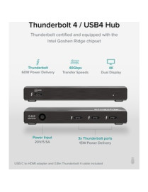 Plugable 4-Port Thunderbolt 4 Hub - USB Type C, Thunderbolt 4 - External - 4 Thunderbolt Port(s) - PC, Mac