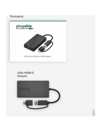 Plugable HDMI/USB/USB-C Audio/Video Adapter - 1 x USB 3.0 Type A - Male, 1 x USB 3.0 Type C - Male - 1 x HDMI Digital Audio/Vide