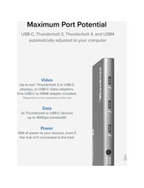 Plugable USB4 Hub, 5-in-1 Thunderbolt 4 Hub with 60W Charging, Single 8K or Dual 4K Display - 5-in-1 USB4 Hub with 60W charging,