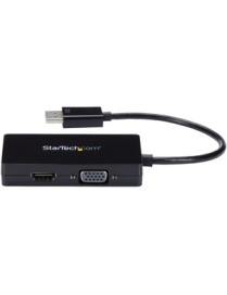 StarTech.com Travel A/V adapter: 3-in-1 DisplayPort to VGA DVI or HDMI converter - Connect a DisplayPort-equipped PC to an HDMI,