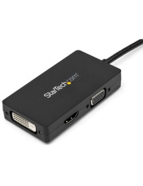 StarTech.com Travel A/V adapter: 3-in-1 DisplayPort to VGA DVI or HDMI converter - Connect a DisplayPort-equipped PC to an HDMI,