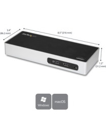 StarTech.com USB 3.0 Docking Station - Dual Monitor Laptop Dock with HDMI & DVI/VGA - 6x USB Type-A Hub, GbE - Universal Windows