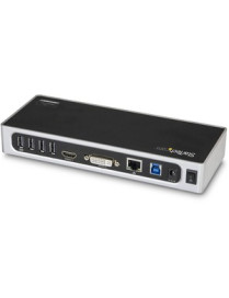 StarTech.com USB 3.0 Docking Station - Dual Monitor Laptop Dock with HDMI & DVI/VGA - 6x USB Type-A Hub, GbE - Universal Windows