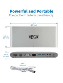 Tripp Lite U442-DOCK4-S Docking Station - for Notebook/Tablet PC/Desktop PC/Smartphone - 100 W - USB Type C - 6 x USB Ports - 4 