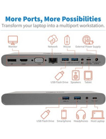 Tripp Lite U442-DOCK4-S Docking Station - for Notebook/Tablet PC/Desktop PC/Smartphone - 100 W - USB Type C - 6 x USB Ports - 4 