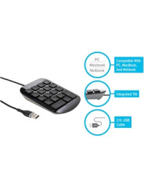 Targus Numeric Keypad - Cable Connectivity - USB Interface - PC, Mac - Black