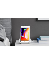 Logitech POWERED Cradle - Wireless - iPhone, Smartphone - Qi - Charging Capability - White