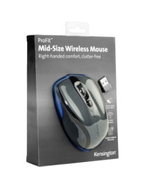 Kensington Pro Fit Mid-size Wireless Mouse - Optical - Wireless - Radio Frequency - 2.40 GHz - Graphite Gray - 1 Pack - USB - 17