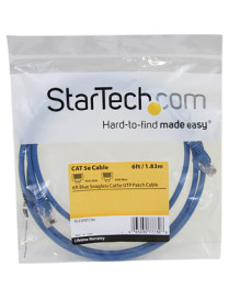 StarTech.com 6 ft Blue Snagless Cat5e UTP Patch Cable - Category 5e - 6 ft - 1 x RJ-45 - 1 x RJ-45 - Blue